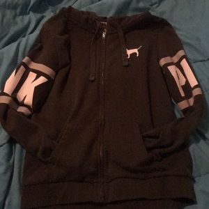 Olive green PINK zip up jacket size XS